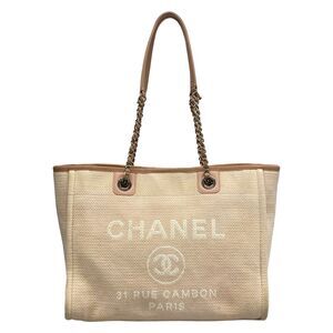 Chanel Deauville Line MM Tote Bag A67001 Canvas Leather